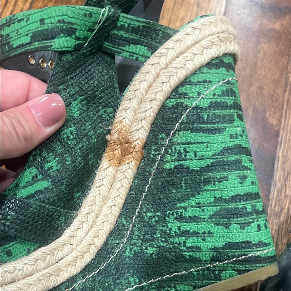 Green Patterned Espadrille Wedge Sandals - Unbranded - Picture 6 of 9